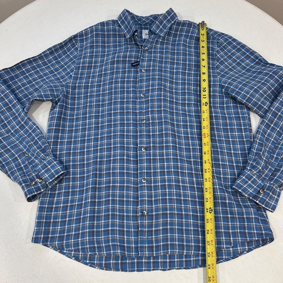 johnnie-O Hangin Out Linen Button Up Shirt - Omar Wake Blue Tan Plaid NWOT - Picture 6 of 8